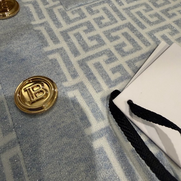 Balmain Light Blue Cardigan with Signature Buttons - Picture 10 of 10